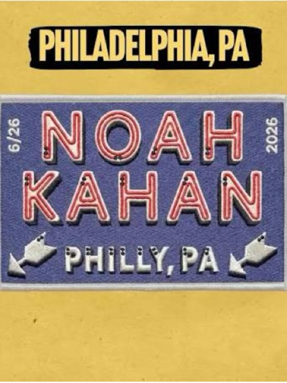 Noah Kahan Philly, PA patch from Citizens bank park stop